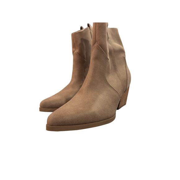 NWOT Dolce Vita DV Keilani Dark Tan Faux Leather Women’s MIDI Cowboy Style Boots - Picture 1 of 9